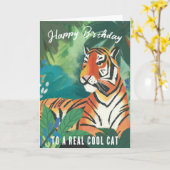 Carte de vœux d'anniversaire Joyeux Tigre de la Ju (Fleur jaune)