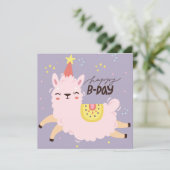 Carte de vœux d'anniversaire lama (Debout devant)