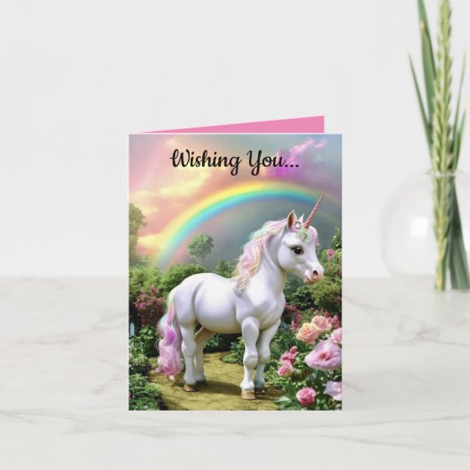 Carte de vœux d'anniversaire Licorne Mignonne (Devant)