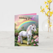 Carte de vœux d'anniversaire Licorne Mignonne (Fleur jaune)