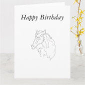 Carte de voeux d'anniversaire Ligne Dessin d'un ch (Fleur jaune)