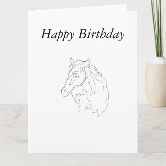 Carte de voeux d'anniversaire Ligne Dessin d'un ch (Devant)
