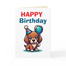 Carte de vœux d'anniversaire Mignon Chien en dessi