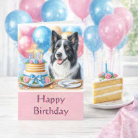Carte de vœux d'anniversaire mignonne Border Colli