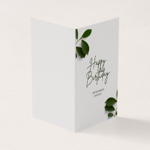 Carte de vœux d'anniversaire minimaliste blanche e