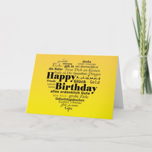 Carte de vœux d'anniversaire multilingue (Devant)