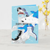 Carte de voeux d'anniversaire : Nage des requins (Fleur jaune)