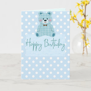 Carte de vœux d'anniversaire Ourson Mignon – Bleu