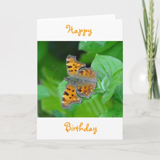 Carte de voeux d'anniversaire papillon orange (Devant)