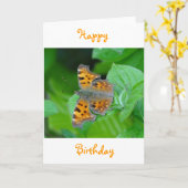Carte de voeux d'anniversaire papillon orange (Fleur jaune)