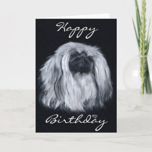Carte de vœux d'anniversaire Pékinois