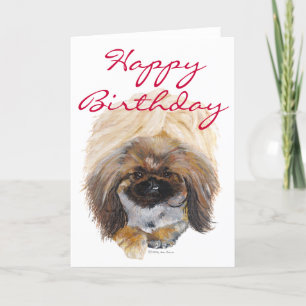 Carte de vœux d'anniversaire Pékinois