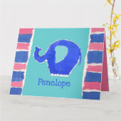 Carte de vœux d'anniversaire personnalisée éléphan (Fleur jaune)