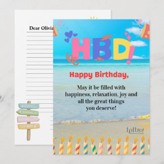 CARTE DE VOEUX D'ANNIVERSAIRE PERSONNALISÉE PLAGE