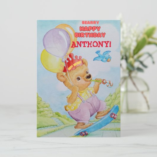 Carte de vœux d'anniversaire personnalisée pour pe (Debout devant)