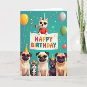 Carte de vœux d'anniversaire Pet Party