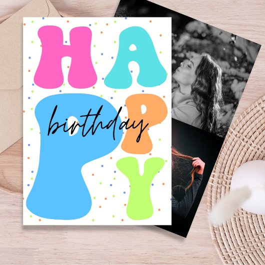 Carte de vœux d'anniversaire photo avec typographi
