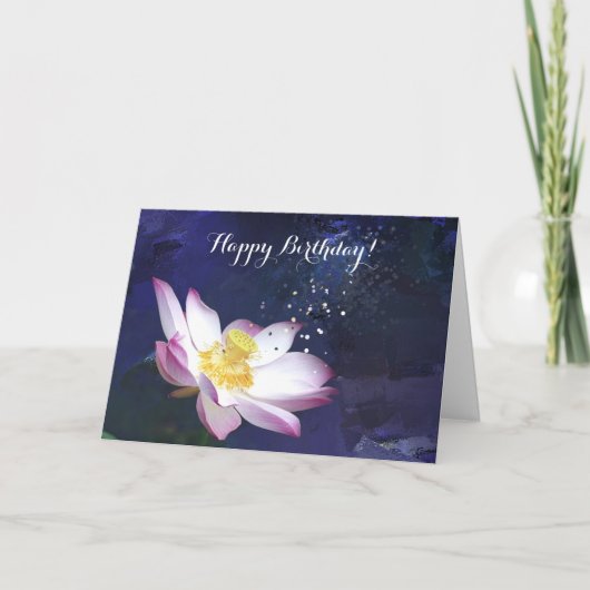 Carte de voeux d'anniversaire Pink Lotus personnal (Devant)