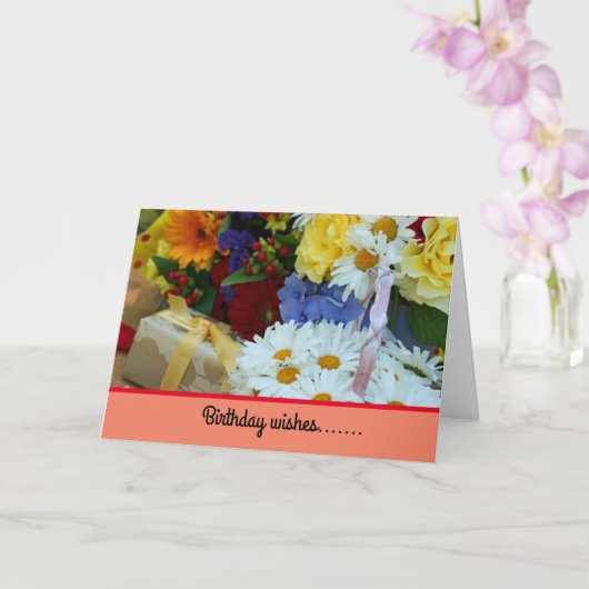 Carte de voeux d'anniversaire pliée (Orchidée)