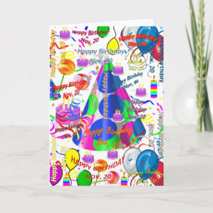 Carte de vœux d'anniversaire pliée du 20 novembre