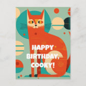 Carte de vœux d'anniversaire pour chat abstrait du (Devant)