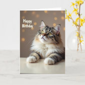 Carte de vœux d'anniversaire pour chat dodu (Fleur jaune)