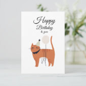 Carte de voeux d'anniversaire pour chat minimalist (Debout devant)