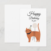 Carte de voeux d'anniversaire pour chat minimalist (Devant / Derrière)