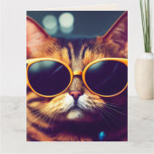 CARTE DE VŒUX D'ANNIVERSAIRE POUR CHAT TABBY COOL (Devant)