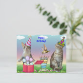 Carte de vœux d'anniversaire pour chats Tito et Ta (Debout devant)