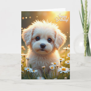 Carte de vœux d'anniversaire pour chiot mignon