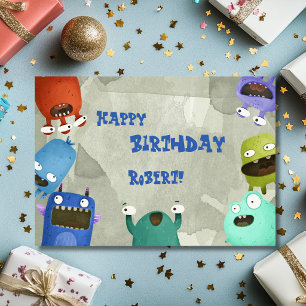 Carte de vœux d'anniversaire pour enfant Monstres