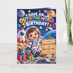 Carte de vœux d'anniversaire pour enfants Space Ex