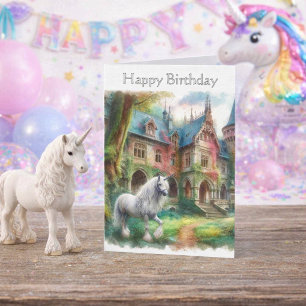 Carte de vœux d'anniversaire pour filles licorne f
