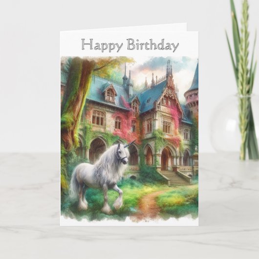 Carte de voeux d'anniversaire pour filles Unicorn (Devant)