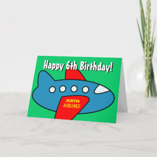 Carte de voeux d'anniversaire pour garçons Avion