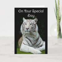 Carte de vœux d'anniversaire pour le tigre blanc