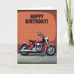 Carte de vœux d'anniversaire pour motard classique