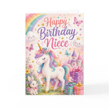 Carte de vœux d'anniversaire pour nièce Licorne Ma