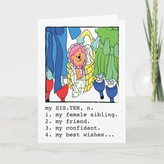 Carte de voeux d'anniversaire pour soeur (Devant)