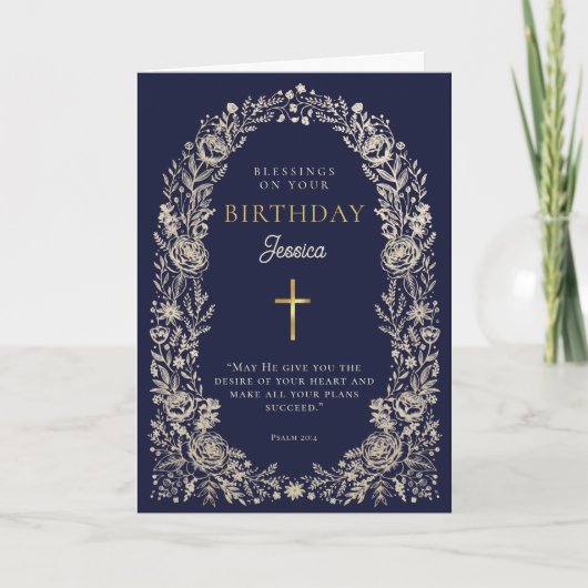 Carte de vœux d'anniversaire Psalm Navy Blue Birth (Devant)
