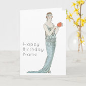 Carte de voeux d'anniversaire Rétro Femme avec Éve (Fleur jaune)