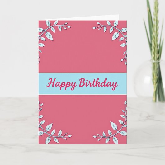 Carte de vœux d'anniversaire rose corail (Devant)