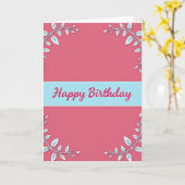 Carte de vœux d'anniversaire rose corail (Fleur jaune)