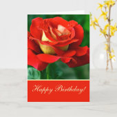Carte de vœux d'anniversaire Rose Rouge (Fleur jaune)