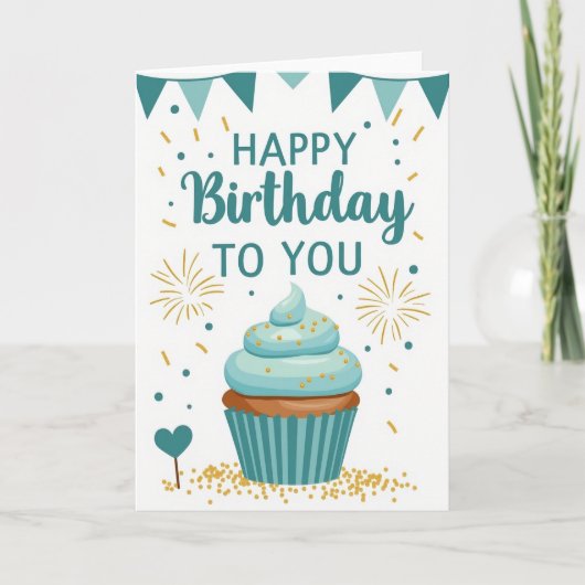 Carte de vœux d'anniversaire sarcelle (Devant)