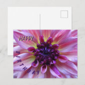 Carte de vœux d'anniversaire Shades of Purple Dahl (Devant / Derrière)