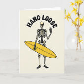 Carte de vœux d'anniversaire Skeleton Surfer (Fleur jaune)