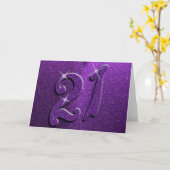 Carte de voeux d'anniversaire Sparkle 21st Purple (Fleur jaune)
