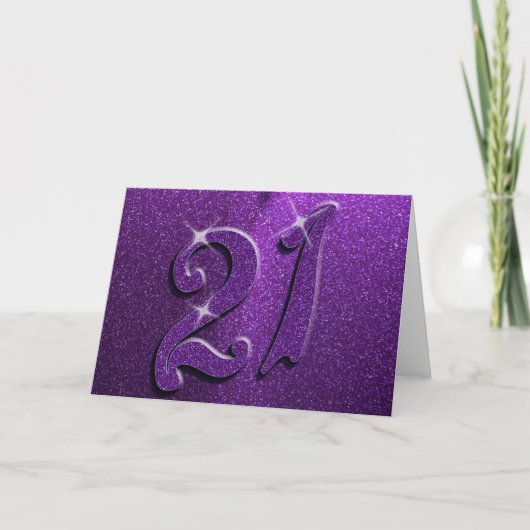 Carte de voeux d'anniversaire Sparkle 21st Purple (Devant)